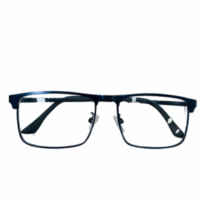 Óculos Retangular Preto Metálico