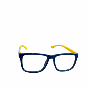 Óculos Quadrado Preto com Hastes Amarelas