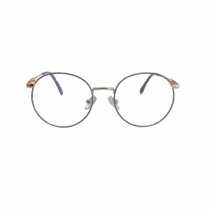 Óculos Redondo Dourado com Detalhes Roxo