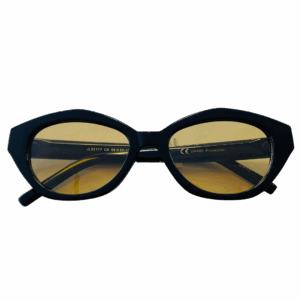 Óculos de Sol Oval Preto com Lente Amarela