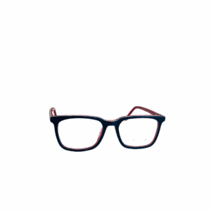 Óculos Quadrado Preto com Detalhes Vermelhos